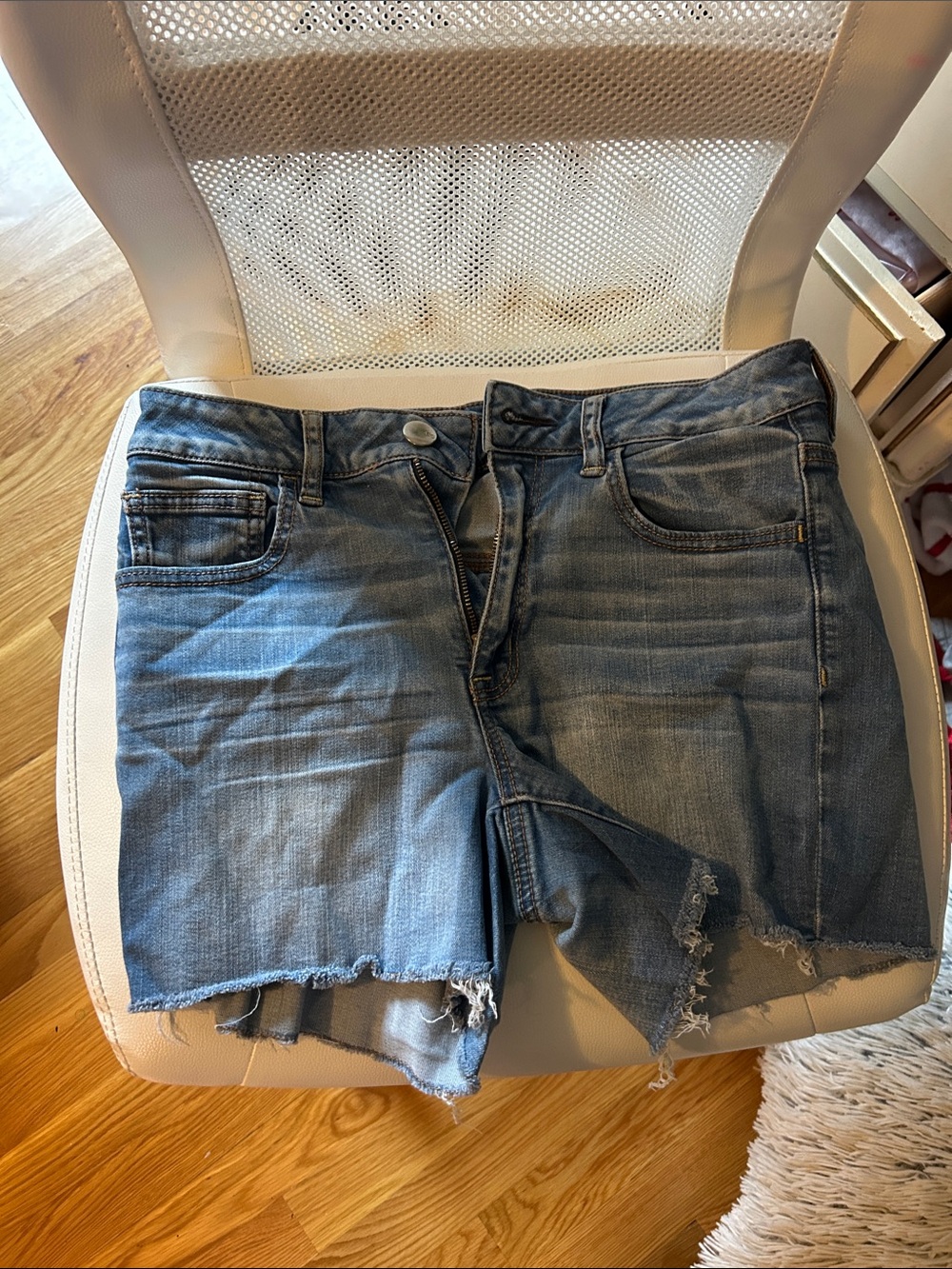 American Eagle Outfitters Light Blue Distressed Denim Cutoff Shorts